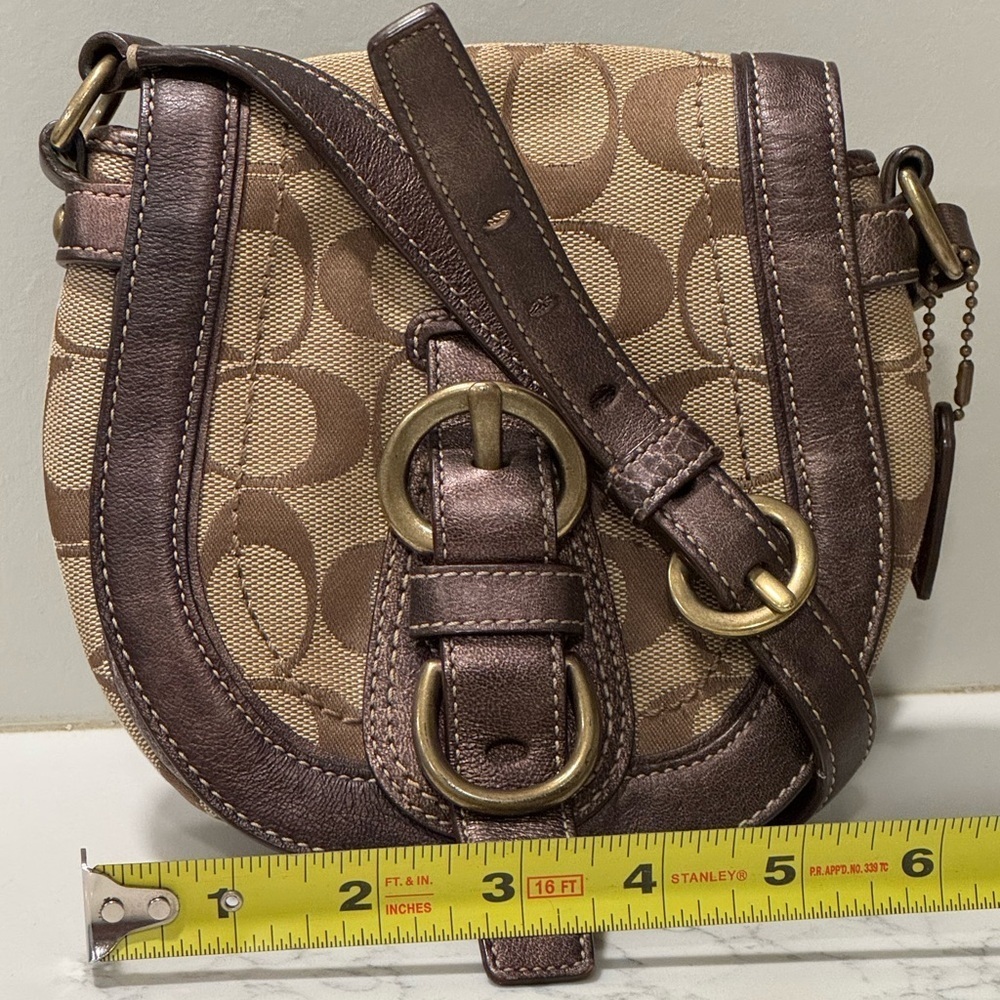 Coach Signature Brown and Tan Vintage Y2K Crossbody Bag - Picture 11 of 11
